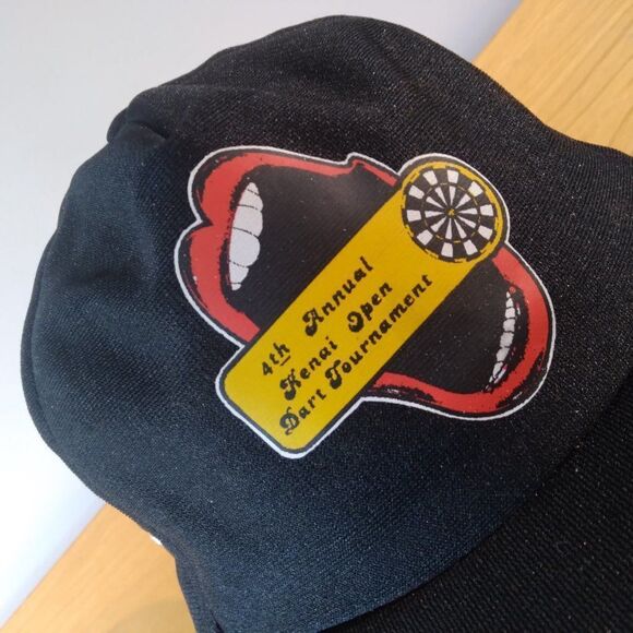 Vintage Kenai Open Dart Tournament Striped Snap Back Trucker Hat - Picture 2 of 8